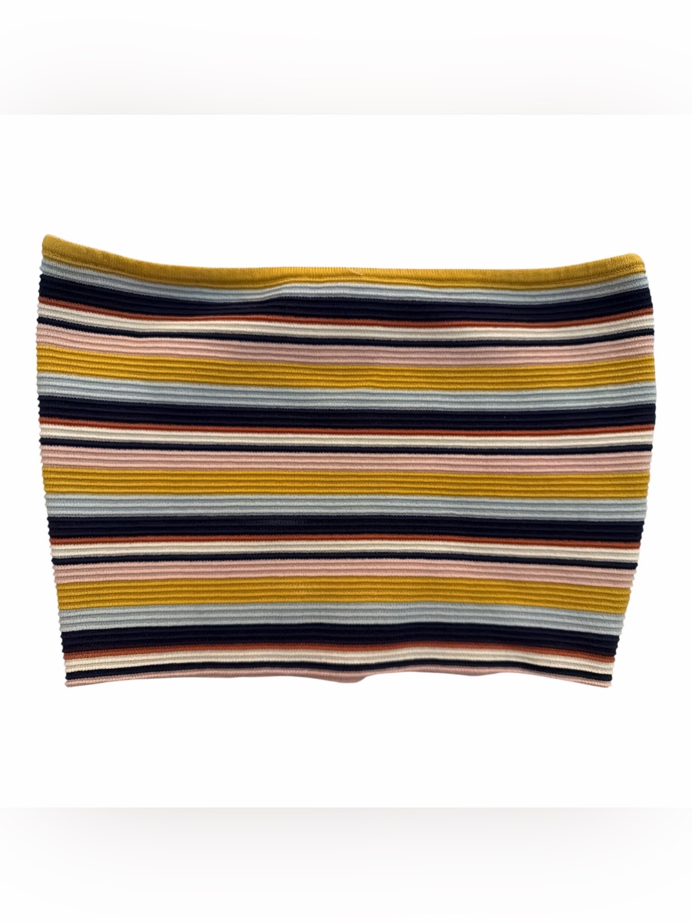 L.A. Hearts Multicolor Striped Knit Tube Top - Mustard, Navy & Blush
